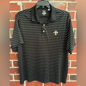 Cutter & Buck Black New Orleans Saints DryTec XL Striped Men's Polo Shirt